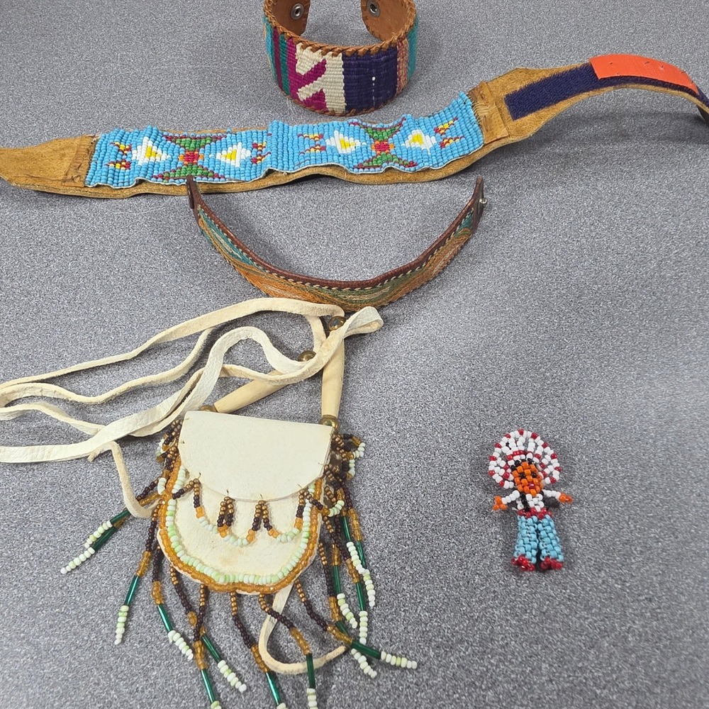 Native American Jewelry Set Multicolor Excellent Medicine Bag‎ Doll pendant.
